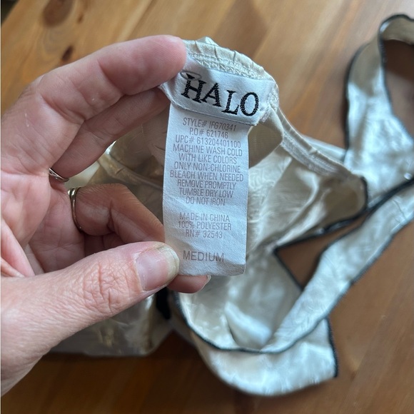 Y2K Vintahe Halo Baby Doll Elegant Cream and Black Lace Trim Top Medium - Picture 5 of 7